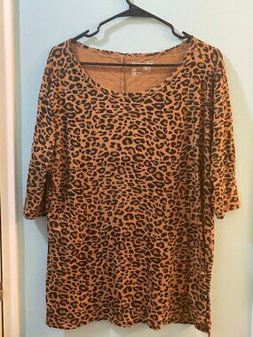 Terra & Sky Women's Leopard Top, Size 14w